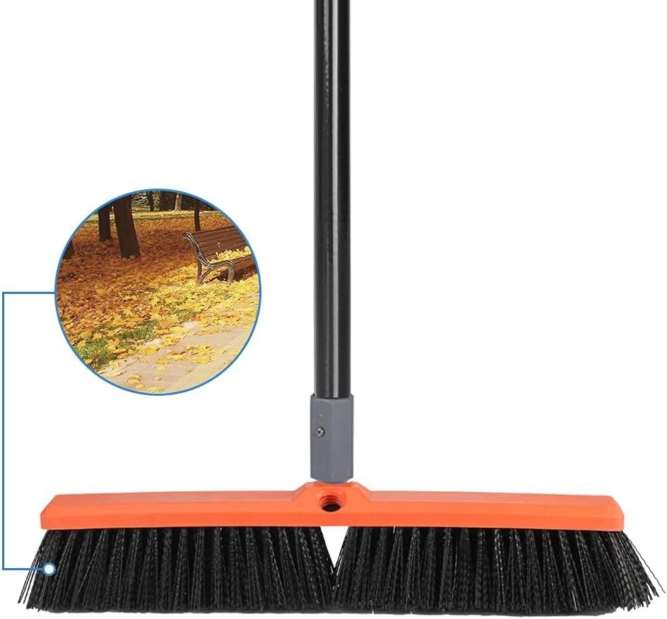 TreeLen 18 inch Push Broom Outdoor - Heavy Duty Broom for Driveways, Sidewalks, Patios and Deck Cleans Dirt, Debris, Sand, Mud, Leaves and Water-18 Wide Bristles
