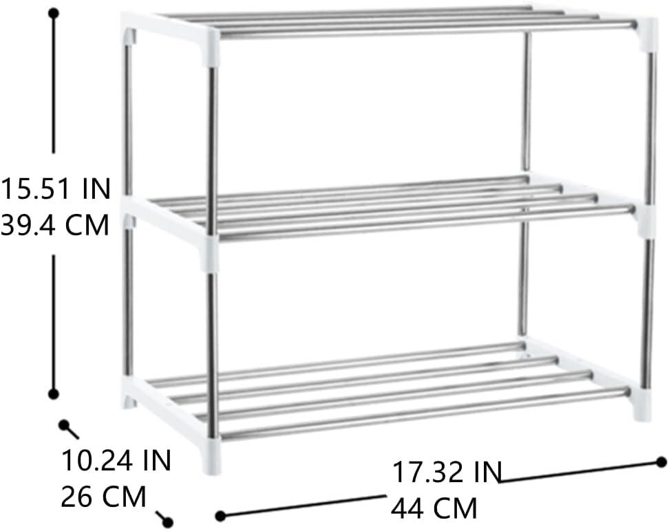 3-Tier Stackable Small Shoe Rack, Lightweight Shoe Shelf Storage Organizer for Entryway, Hallway and Closet(Black)
