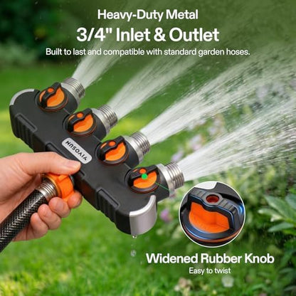 VIVOSUN Garden Hose Splitter 2 Way Heavy Duty, Upgraded Highly Durable Dual Water Hose Connector, Faucet Adapter with Comfortable Rubberized Grip for Drip Irrigation, Lawns