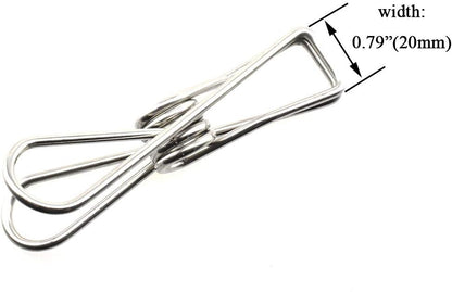 HAHIYO Clothespins Chip Clips All Metal Stainless Steel No Rust Stains Strong Grip in Heavy Wind 2 Inches 24 Pack Do Not Fall Apart Open Wide for Holding Clothes Snack Bag Clamps