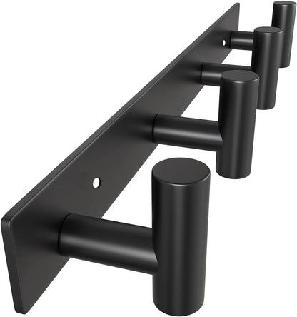 VAEHOLD Black Hat and Coat Wall Mount Rack - 3 Hooks for Robes, Bags, Keys, and Towels - Bathroom Towel Hanger Organizer (1 Pack)