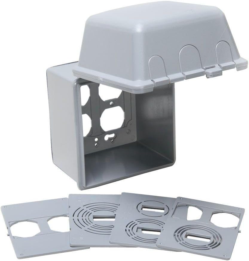 TayMac MM2410G Gray Polycarbonate 2-Gang Weatherproof In-Use Electrical Outlet Cover for Home Improvement, 2.75-in. Deep Outdoor Outlet Cover for Electrical Box, UFAST 55-in-1, Rated NEMA 3R