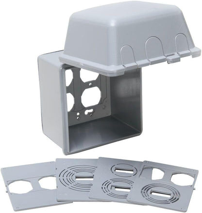 TayMac MM2410G Gray Polycarbonate 2-Gang Weatherproof In-Use Electrical Outlet Cover for Home Improvement, 2.75-in. Deep Outdoor Outlet Cover for Electrical Box, UFAST 55-in-1, Rated NEMA 3R