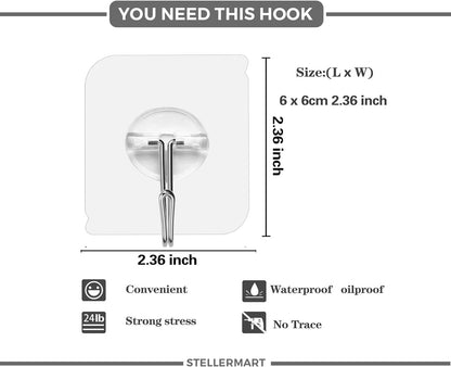 Easenest Adhesive Wall Hooks Bathroom Kitchen 12 Packs Heavy Duty Nail Free Sticky Hangers with Stainless Hooks Utility Towel Bath Ceiling Hooks