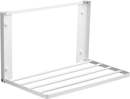 Foldable Wall Mounted Clothes Drying Rack,Space-Saving Laundry Drying Rack, Magnetic & Punch-Free Retractable Hanging Rack with 4 Drying Bars, Heavy-Duty Fold Down (Black)