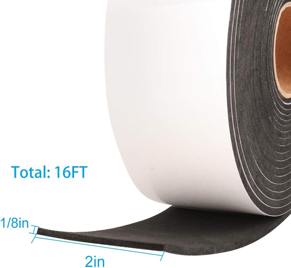 Seal Foam Tape,1/2 Inch W x 1/8 Inch T Weather Stripping for Door and Window,High Density Single Sided Closed Cell Door Insulation Weather Strip, 3 Rolls Total 50FT Black
