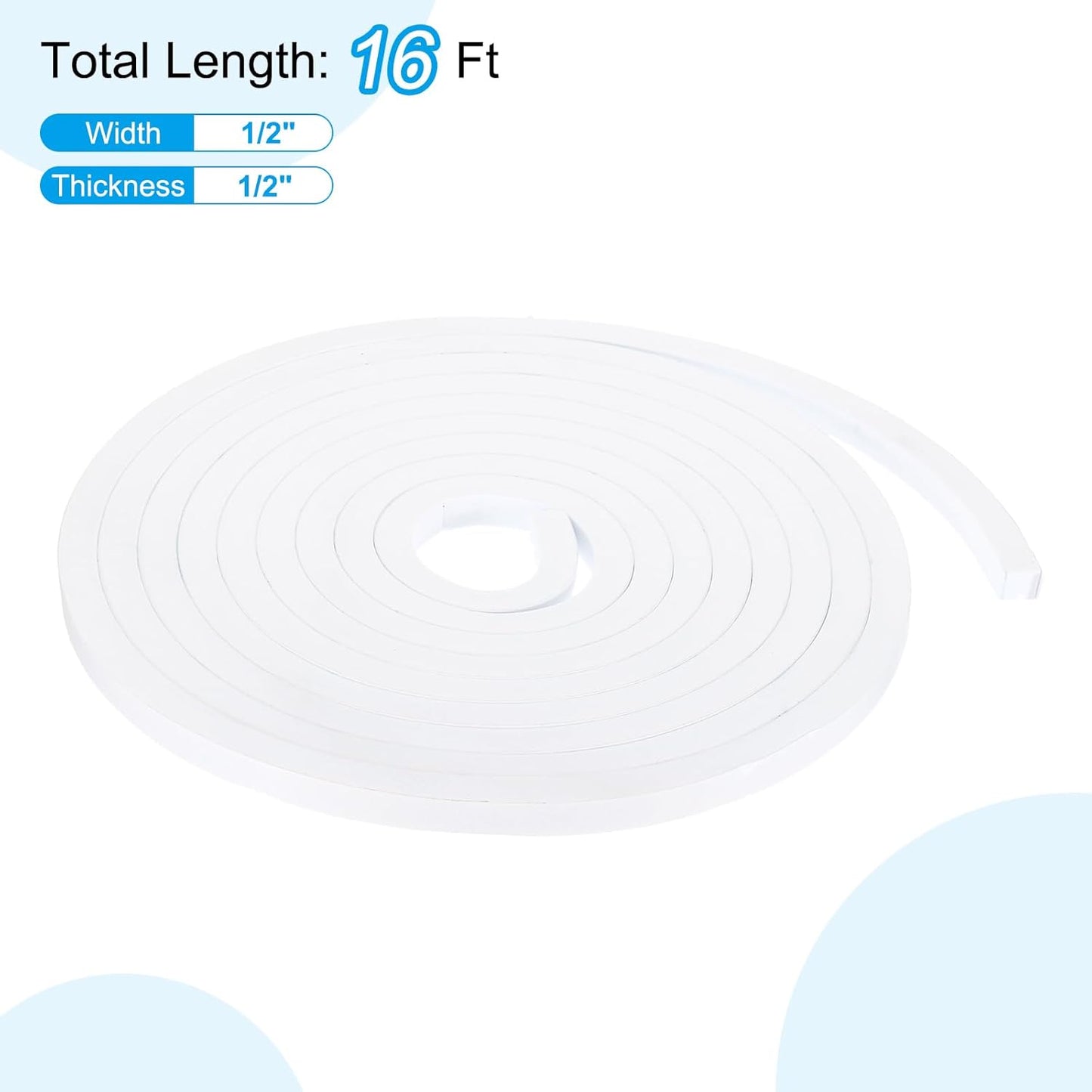 PATIKIL Weather Stripping Door Seal Strip, 3/8 Inch x 1/4 Inch x 32 Ft Self Adhesive Soundproof High Density Foam Tape Insulation for Door Window Air Conditioning, White - Colors B
