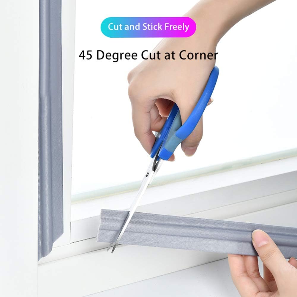 26 Feet Window Draft Stopper Foam Seal Strip Self Adhesive, Window Insulation and Door Side Weather Stripping Soundproof, Door Bottom Sweep Noise Gap Blocker (White)