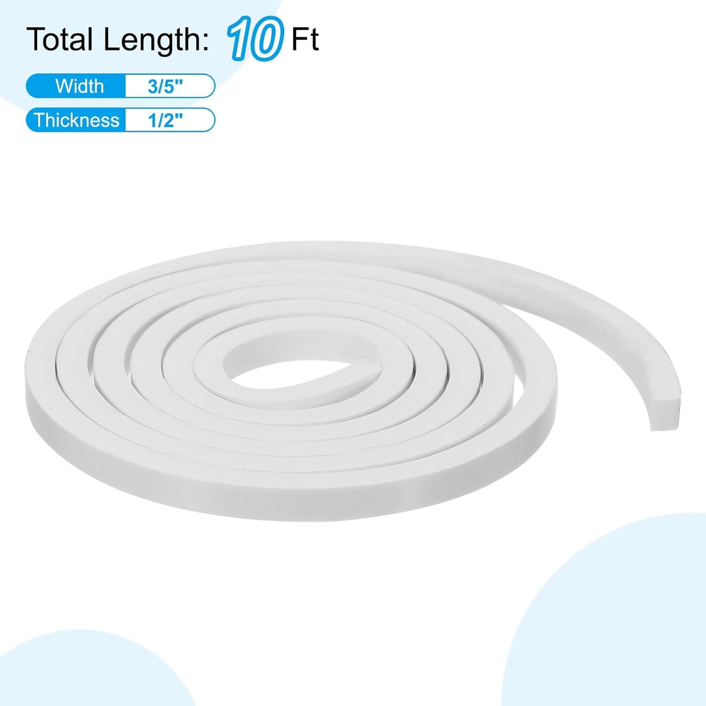 PATIKIL Weather Stripping Door Seal Strip, 3/8 Inch x 1/4 Inch x 32 Ft Self Adhesive Soundproof High Density Foam Tape Insulation for Door Window Air Conditioning, White - Colors A