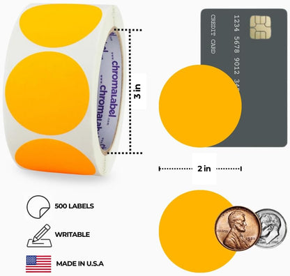 ChromaLabel 2 inch Color-Code Dot Labels | 500/Roll (Yellow)