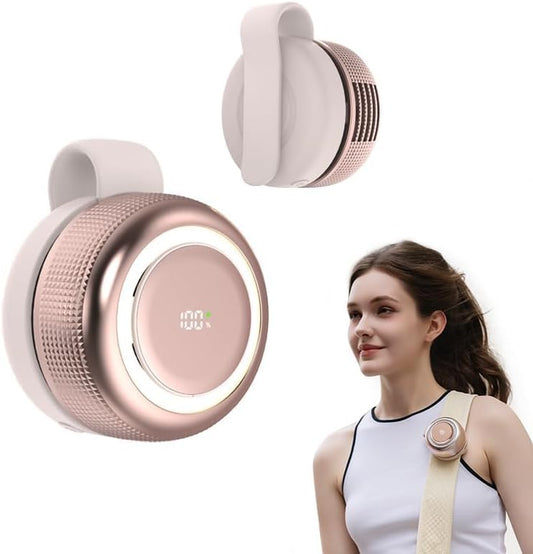 TFQXA1Z Ultra-Quiet Bladeless Clip-On Fan, 360° Rotatable Personal Fan with Digital Display, 5-Speed Rechargeable Mini Fan for Home, Office, School, Summer Gift (White)