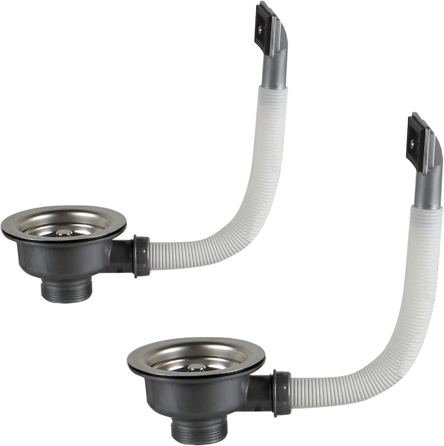 Stainless Steel Sink Drain Filter Removable Strainer with Overflow Hose, Anti Clogging Kitchen Bathroom Drain Stopper Mesh Hair Catcher