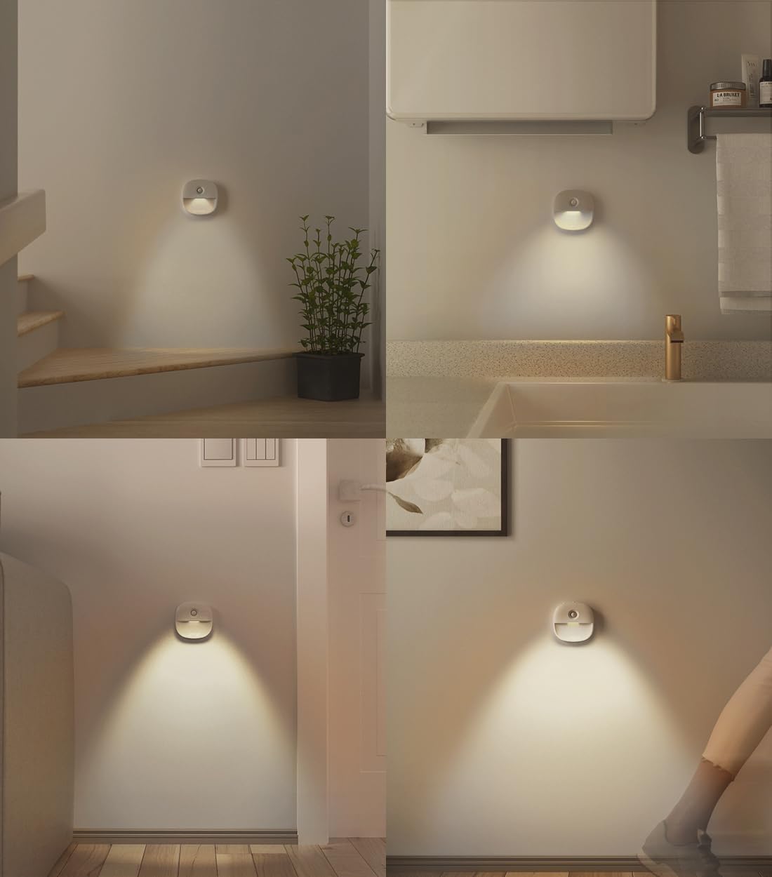 Lyridz Rechargeable Night Light, Motion Sensor Battery Nightlight, Mini Stick-on LED Closet Light, 1-20LM Dimmable Brightness for Bathroom, Bedroom, Kitchen, Washroom, Stairs, Hallway, 3-Pack