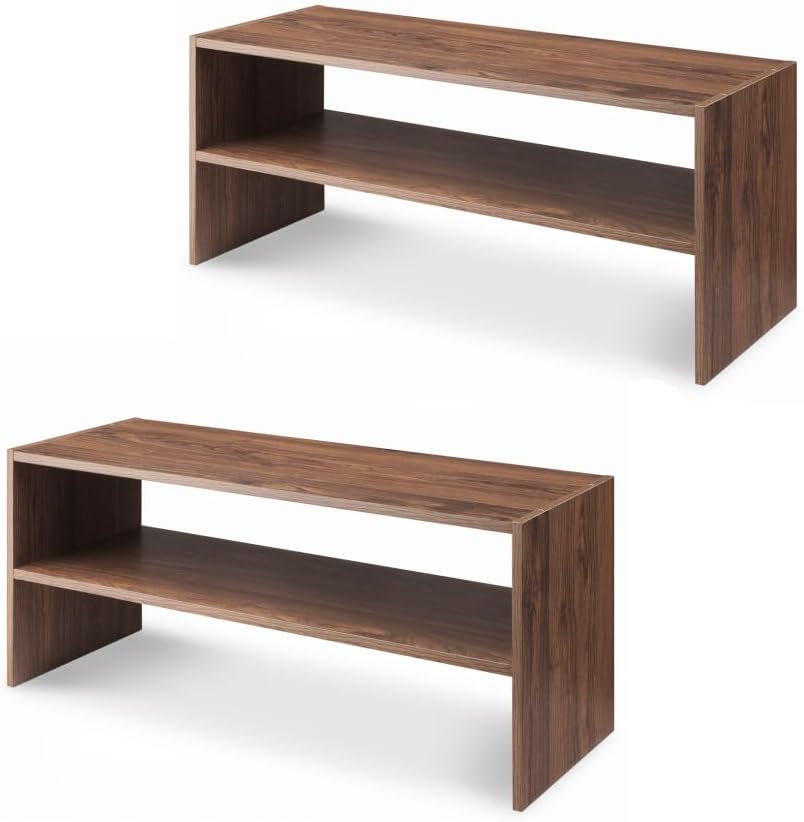 Whitmor Wood Stackable 2-Shelf Shoe Rack, White, 24 inches