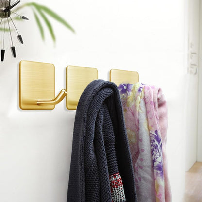 FOTYRIG Heavy Duty Adhesive Towel Hooks Stick on Towel Hanger Wall Holder Waterproof Stainless Steel Sticky Hooks for Hanging Bathroom Kitchen Home-4 Packs