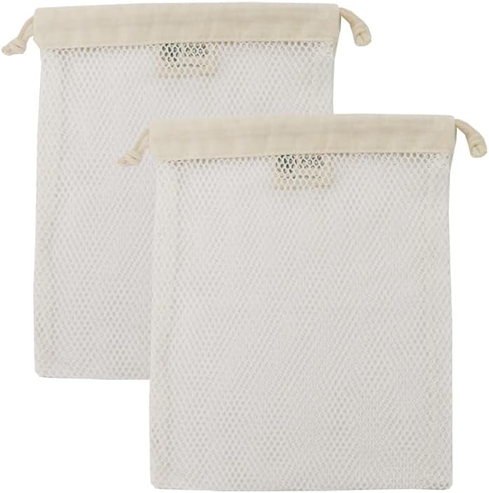 Simple Ecology Organic Cotton Mesh Laundry Bag; Machine Washing Bags for Delicates, Lingerie and Garments, Small 2 pack