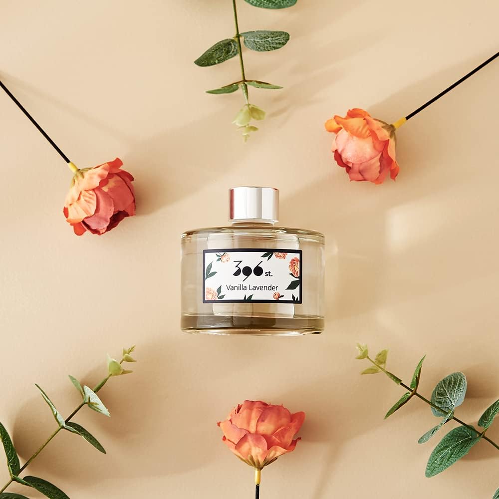 396 st. Rose Flower Reed Diffuser, Vanilla Lavender, 200ml(6.7oz) / Reed Diffuser Sets, Home Fragrance, Scented Oils, Home & Bathroom Décor