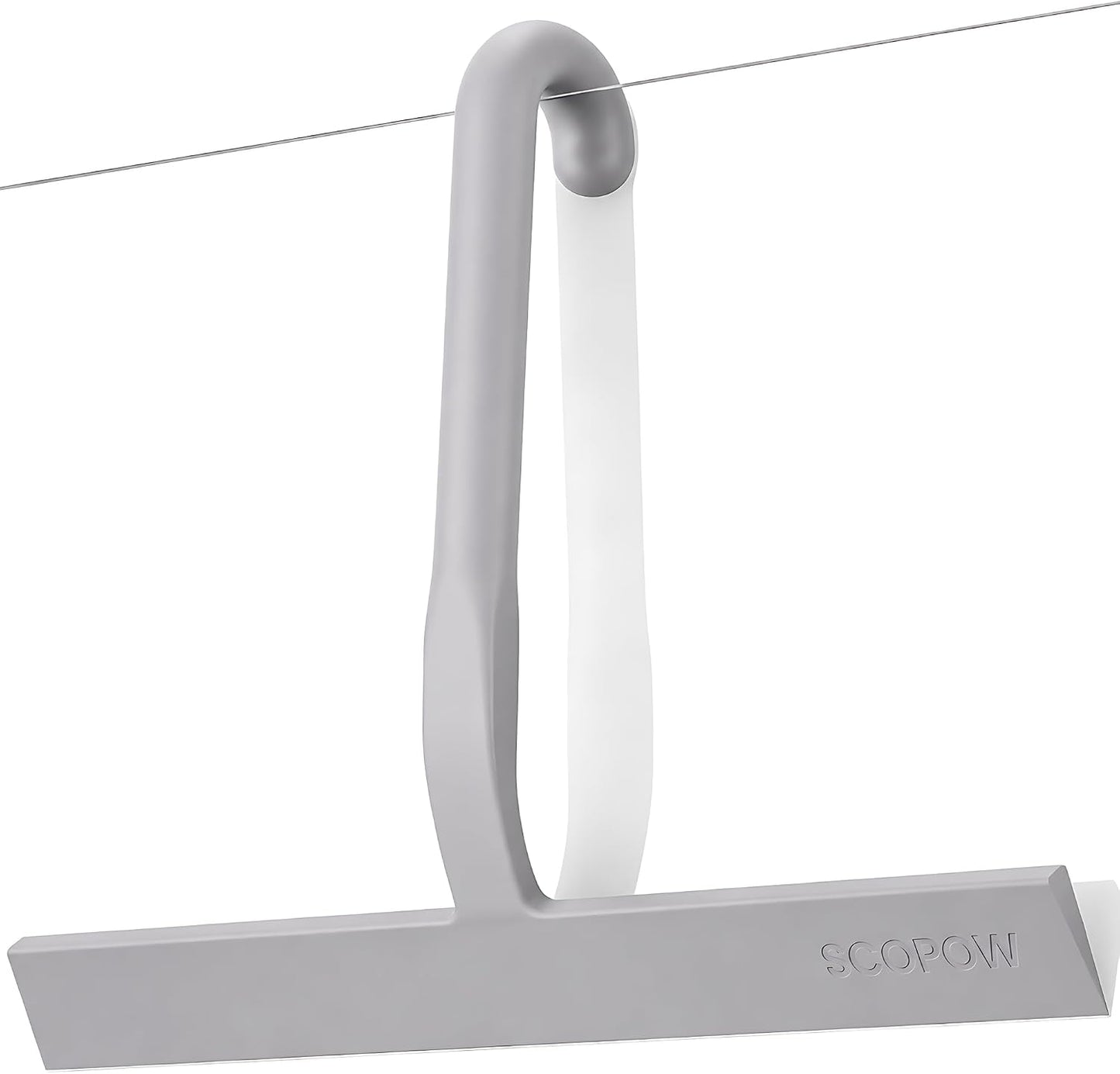 Shower Squeegee for Glass Doors - 10 Inch Bathroom Squeegee with Ergonomic Round Grip, Built-in Hook, Streak-Free No-Squeak Silicone Blade for Shower Glass, Tile Walls, Mirrors & Windows, Black
