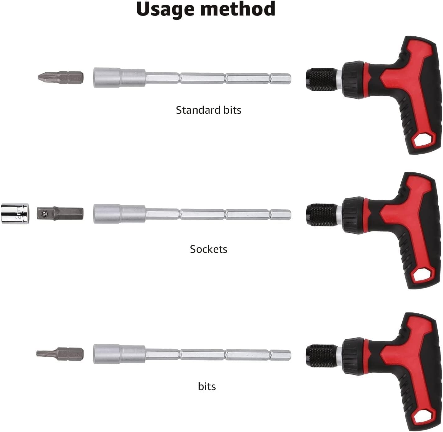 Amazon Basics 27-Piece Ratchet Screwdriver and Socket Set, Light-Duty T-Handle with Magnetic Bit Holder, Cr-V Steel, for Household DIY, Electronics and Appliance Repair, Compact Tool wit Hard Case