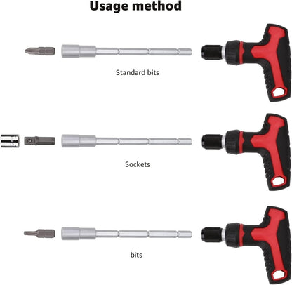 Amazon Basics 27-Piece Ratchet Screwdriver and Socket Set, Light-Duty T-Handle with Magnetic Bit Holder, Cr-V Steel, for Household DIY, Electronics and Appliance Repair, Compact Tool wit Hard Case