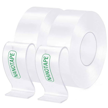 Double Sided Nano Tape 1.18"x120" 2 Rolls 20FT Traceless Removable Washable Clear Mount Tape