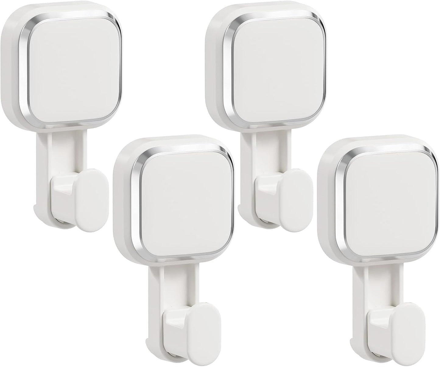 LEVERLOC Razor Holder for Shower 2 Pack, Powerful Suction Cup Shower Hooks for Towel, Loofah, Razor, Squeegee, Damage-Free Wall Hooks, Shaver Holder for Bathroom, Easy to Install and Reuse, White