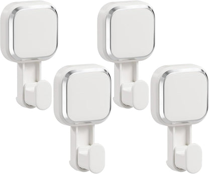 LEVERLOC Razor Holder for Shower 2 Pack, Powerful Suction Cup Shower Hooks for Towel, Loofah, Razor, Squeegee, Damage-Free Wall Hooks, Shaver Holder for Bathroom, Easy to Install and Reuse, White