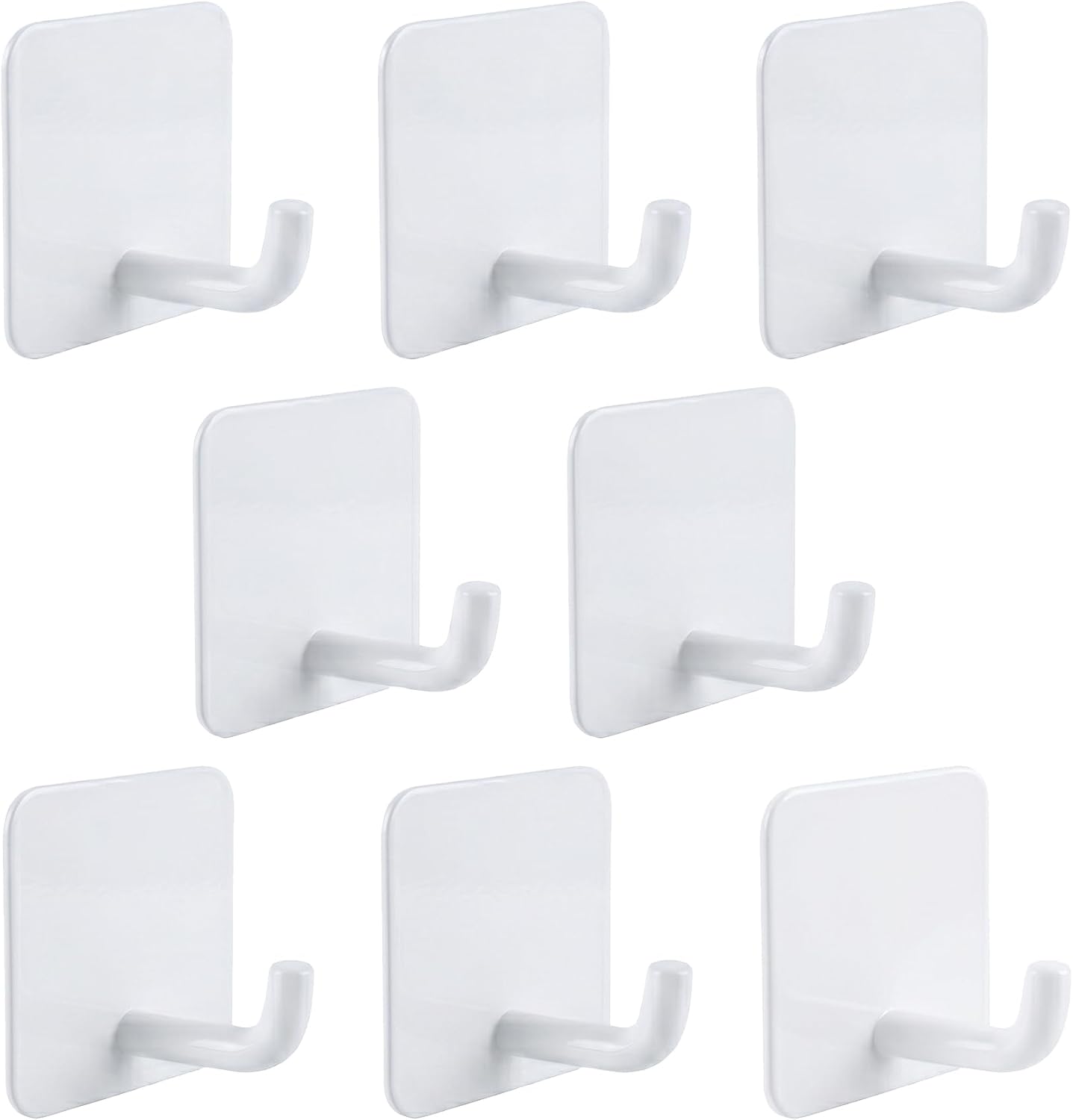 Stainless Steel Adhesive Wall Hooks for Hanging, Heavy Duty Waterproof Stick On for Bathroom Kitchen Shower, Self Adhesive for Towels, Keys, Hats, Robes - 8 Pack (White and Black)
