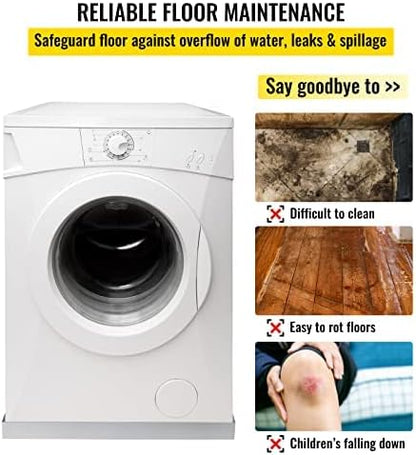 VEVOR 32 x 30 x 2.5 Inch Washing Machine Pan 18 GA Thickness Galvanized Steel Heavy Duty Compact Washer Drip Tray with Drain Hole & Hose Adapter