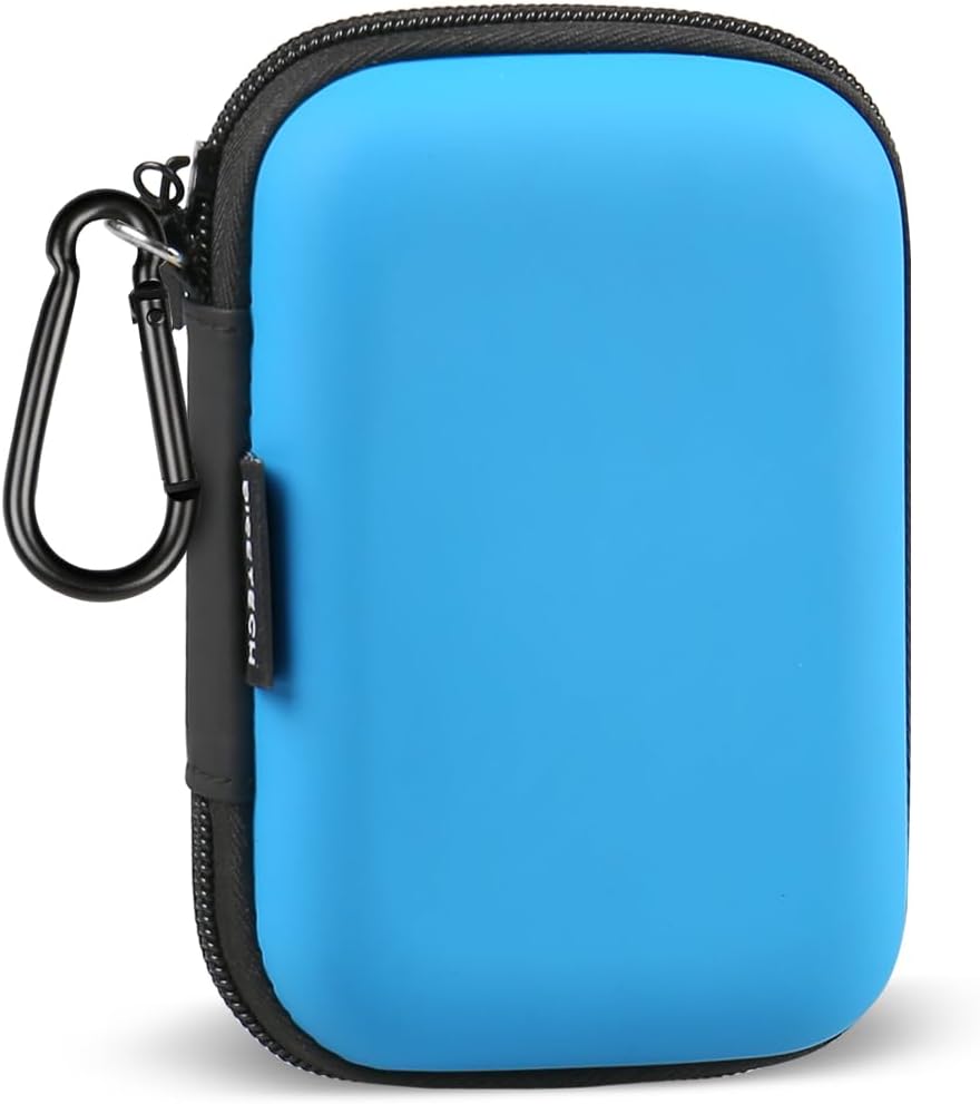 Earbud Case, RISETECH Hard EVA Earphone Carrying Case Holder Headphone Small Pouch Electronic Organizer Travel Bag for EarPods, Airpods, Beats Flex, Bose Wireless Wired Earbuds, USB Flash Drive -Red