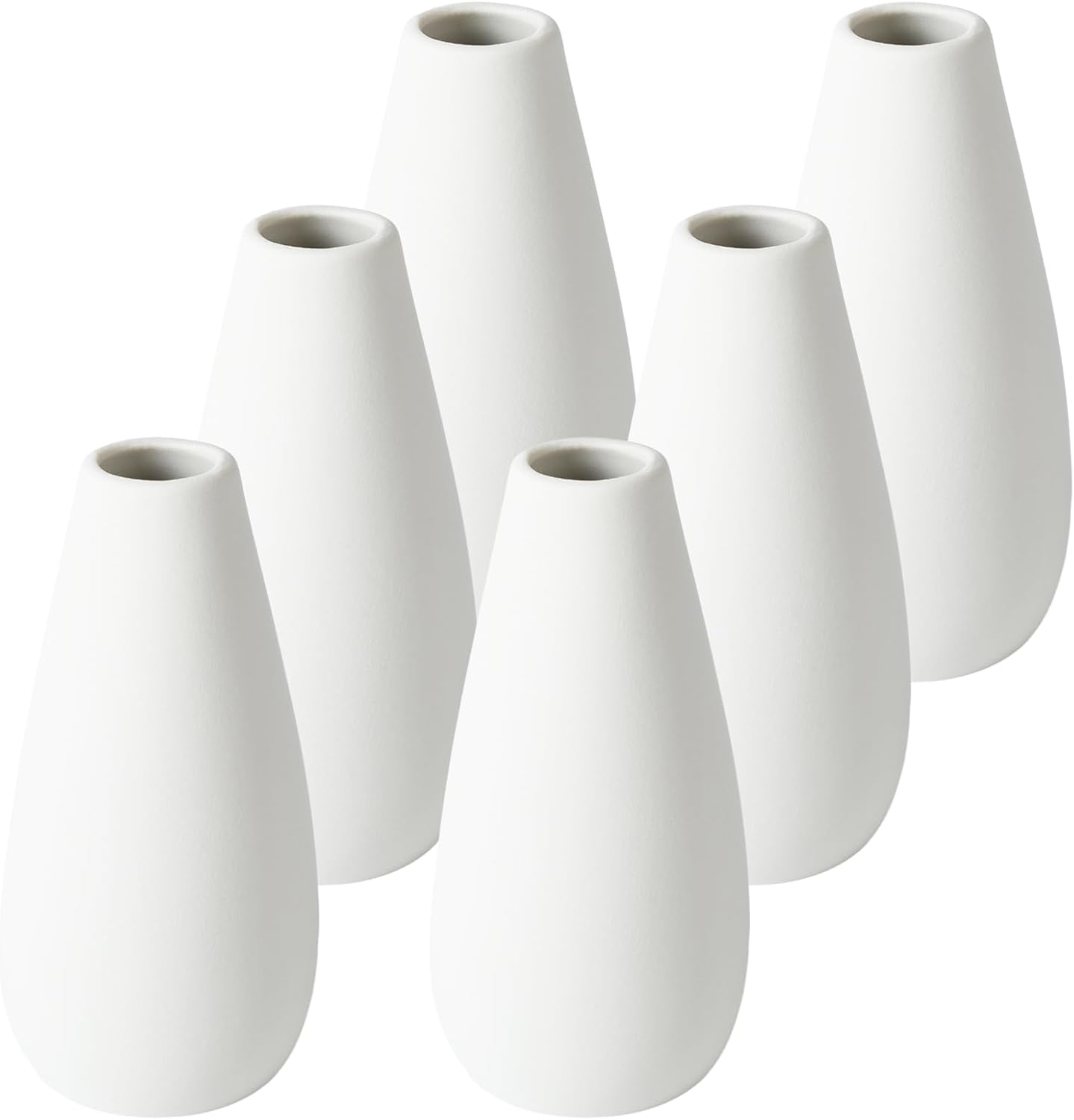 YANLING 6 Pack White Vase Small Ceramic Vases for Decor, Bud Vases | for Centerpieces White Vases for Flowers Boho Home Decor, Pampas Grass Dried Flowers Vases