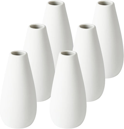 YANLING 6 Pack White Vase Small Ceramic Vases for Decor, Bud Vases | for Centerpieces White Vases for Flowers Boho Home Decor, Pampas Grass Dried Flowers Vases