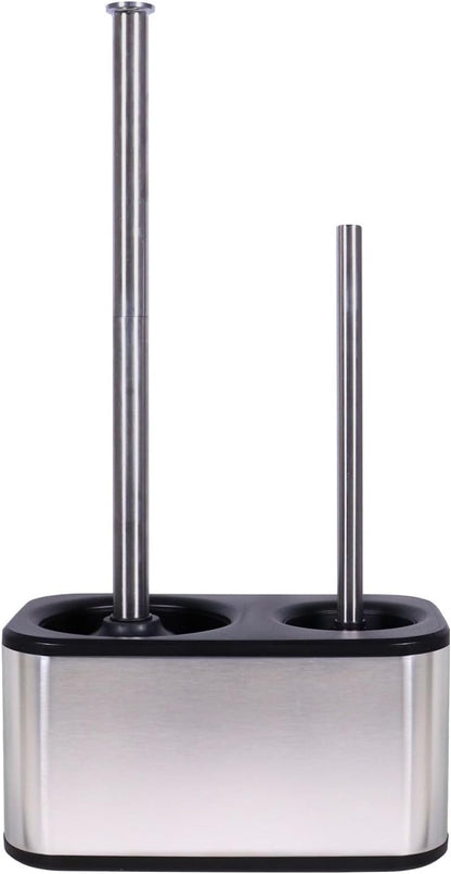 Blue Donuts Toilet Brush and Plunger Set with Holder, Sleek Minimalist Modern Stainless Steel Bathroom Accessories Toilet Plunger and Toilet Bowl Brush Combo
