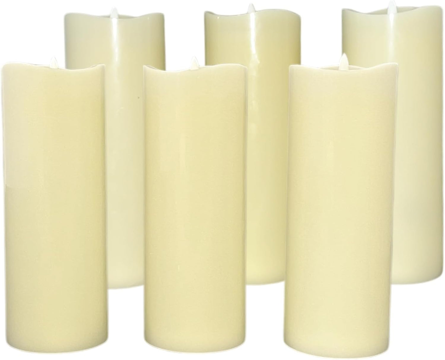 Stonebriar 6 Count White Real Wax 3x3 Flameless LED Pillar Candles with Remote and Timer