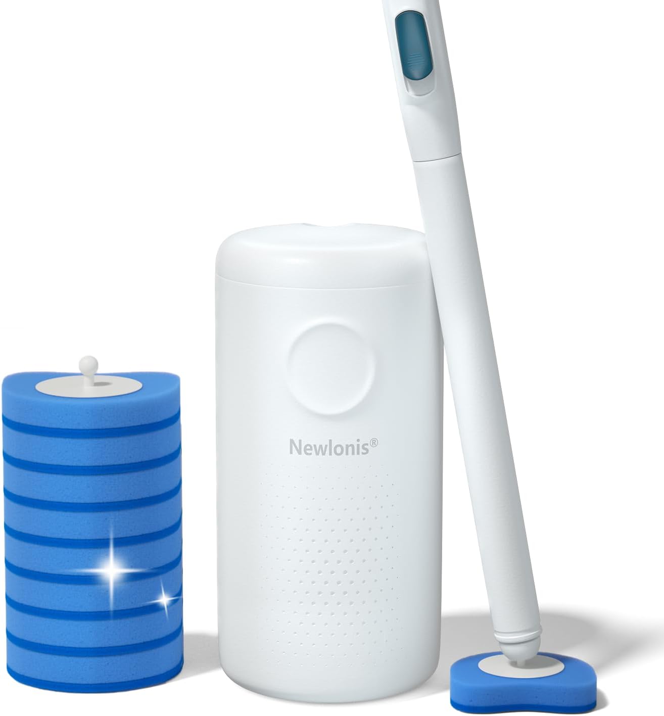 Newlonis® Disposable Toilet Brush, 32 Scented Refills, Wall-Mounted | Touch-Free, Toilet Cleaning Supplies