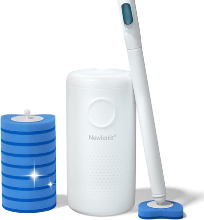 Newlonis® Disposable Toilet Brush, 32 Scented Refills, Wall-Mounted | Touch-Free, Toilet Cleaning Supplies
