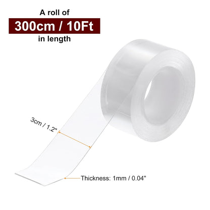 HARFINGTON Double Sided Nano Tape 10FT x 2" x 0.04" Multipurpose Removable Clear Mounting Tape Washable Waterproof Picture Hanging Adhesive Strips for Walls Carpets Posters Decor