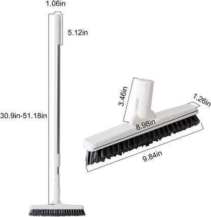 Grout Brush Scrubber with 51.2" Long Extendable Telescopic Handle Cleaning Brush with V-Shaped Bristles Built Scrub Brush Perfect for Bathroom,Kitchen,Tub,Tile,Hard-to-Reach Corners