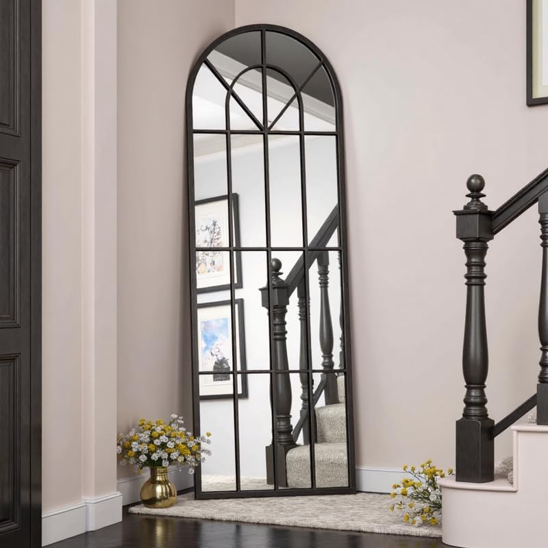 OGCAU Floor Full Length Mirror, 56"x20" Arched Full Body Mirror, Hanging or Leaning, Standing, Wall Mounted with Aluminum Frame for Bedroom Living Room, White