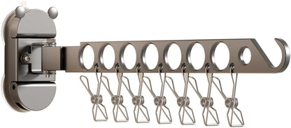 PANGBOER Strong Suction Cup Wall Mounted Drying Rack Multiple Rod Saving Laundry Organizers Easy to Use for Bathroom Balconies