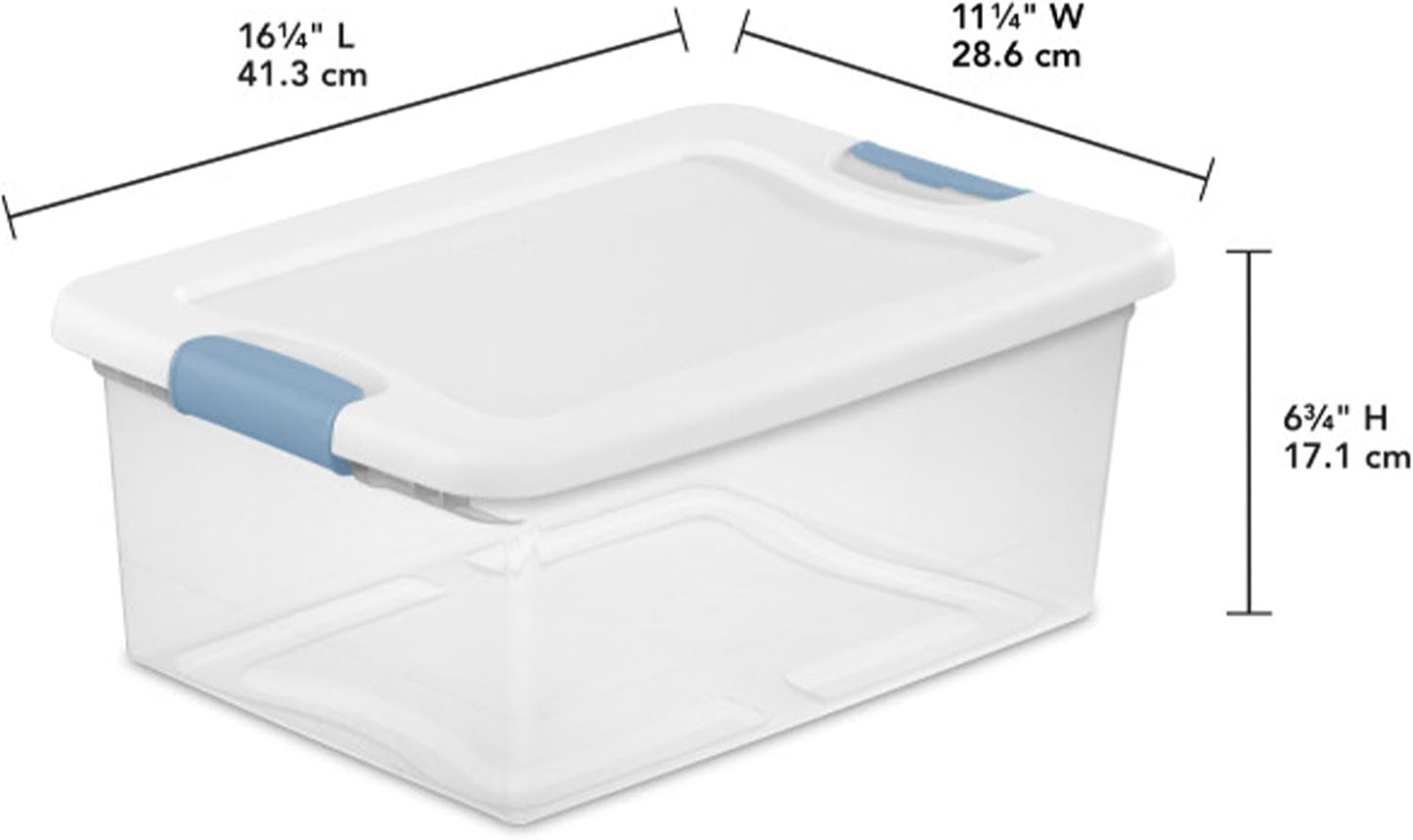 Sterilite 4-Pack 56 Quart Wheeled Latching Box, Underbed Clear Plastic Storage Organizer - Under Bed Rolling Container Bin with Lid and Wheels for Home or Dorm Bedrooms and Closets