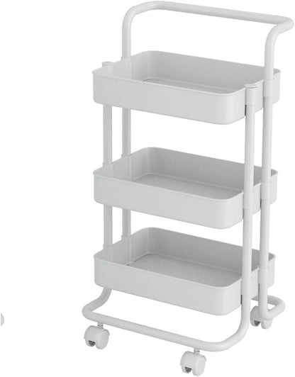 JATIBOSH Slim Rolling Storage Cart 3 Tiers Bathroom Organizer Utility Cart Slide Out Storage Shelves Mobile Shelving Unit for Room Bedroom Office Bathroom Laundry