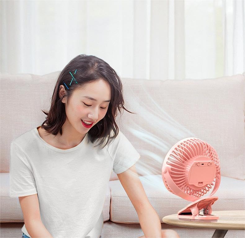 Compact USB Rechargeable Clip on Fan, 6 Inches Portable Personal Fan for Outdoors, Car Seat, Gym - Black