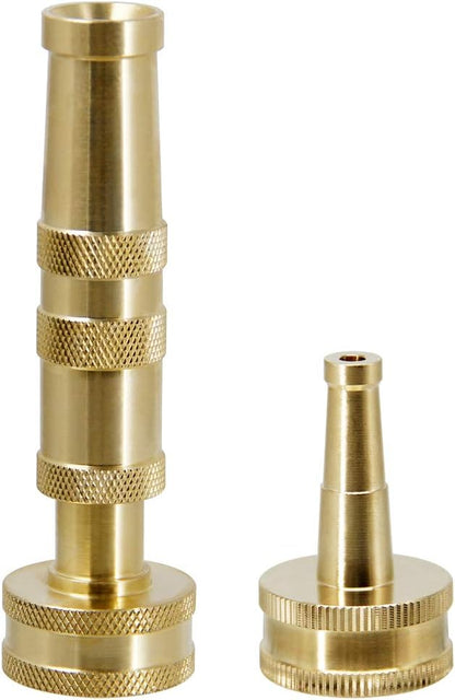 Twinkle Star Heavy-Duty Brass Adjustable Twist Hose Nozzle, 2 Pcs | 3/4” GHT Brass Garden Hose Nozzle, Adjustable Water Flow