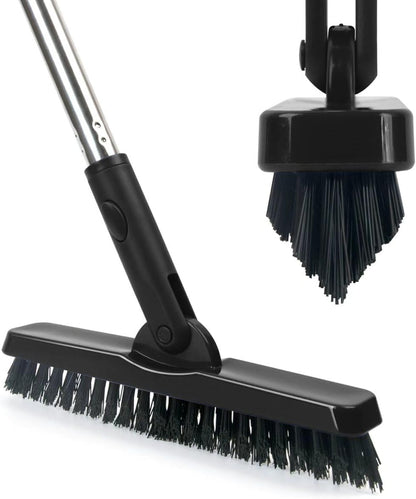CELOX Grout Brush with Long Handle, 180°Rotation Tile Grout Cleaning Brush, Gray