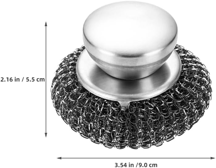 Stainless Steel Scrubber with Handle BBQ Grill Scrubber for Pots Pans and Dishes Non-Scratch Kitchen Metal for Tough Stains Scrubbing Tool 3.54X2.16X2.16In