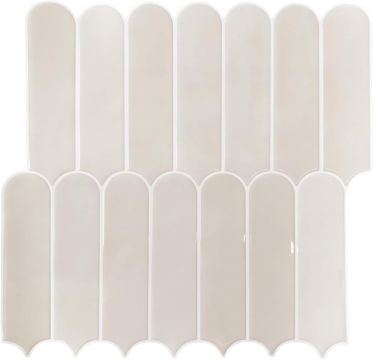 Peel and Stick Backsplash Tile, 10 Sheets 12''x12'' Kitchen Tiles | Beige White Self Adhesive 3D Wall Tiles Back Splash for Kitchen, Bathroom, Laundry Room
