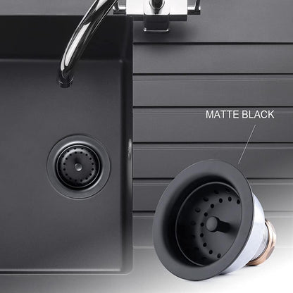 3-1/2 Deep Cup Kitchen Sink Drain Assembly, 304 Stainless Steel Construction With Fixed Post Basket and Long Extended Shank/CAS Approved and White Finish
