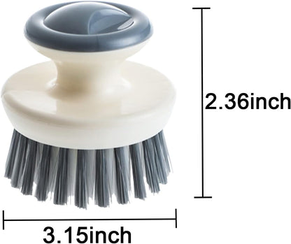 Dish Scrub Brush,Ergonomic Grip Palm Brush,Kitchen Scrub Brushes for Cleaning, Dish Scrubber with Stiff Bristles for Sink, Pots, Pans (Grey+Black)