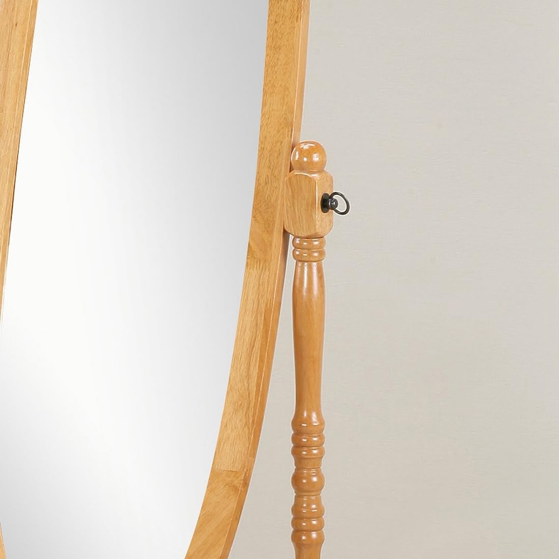Full Length Mirror with Stand - Traditional Queen Anna Cheval Style in Solid Wood, Freestanding Adjustable Tilting Oval Glass for Bedroom & Dressing Room (Cherry)